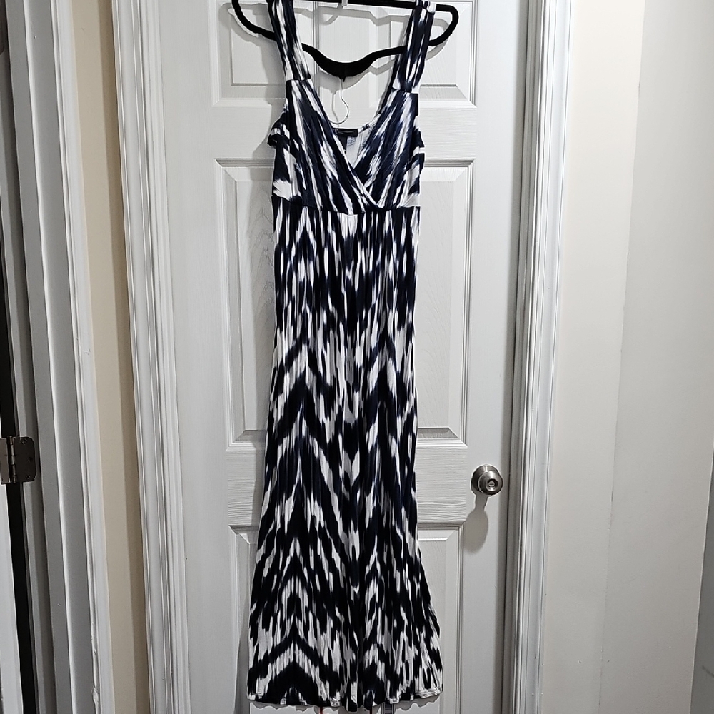 INC International Concepts Blue and White Spaghetti Strap Maxi Sundress